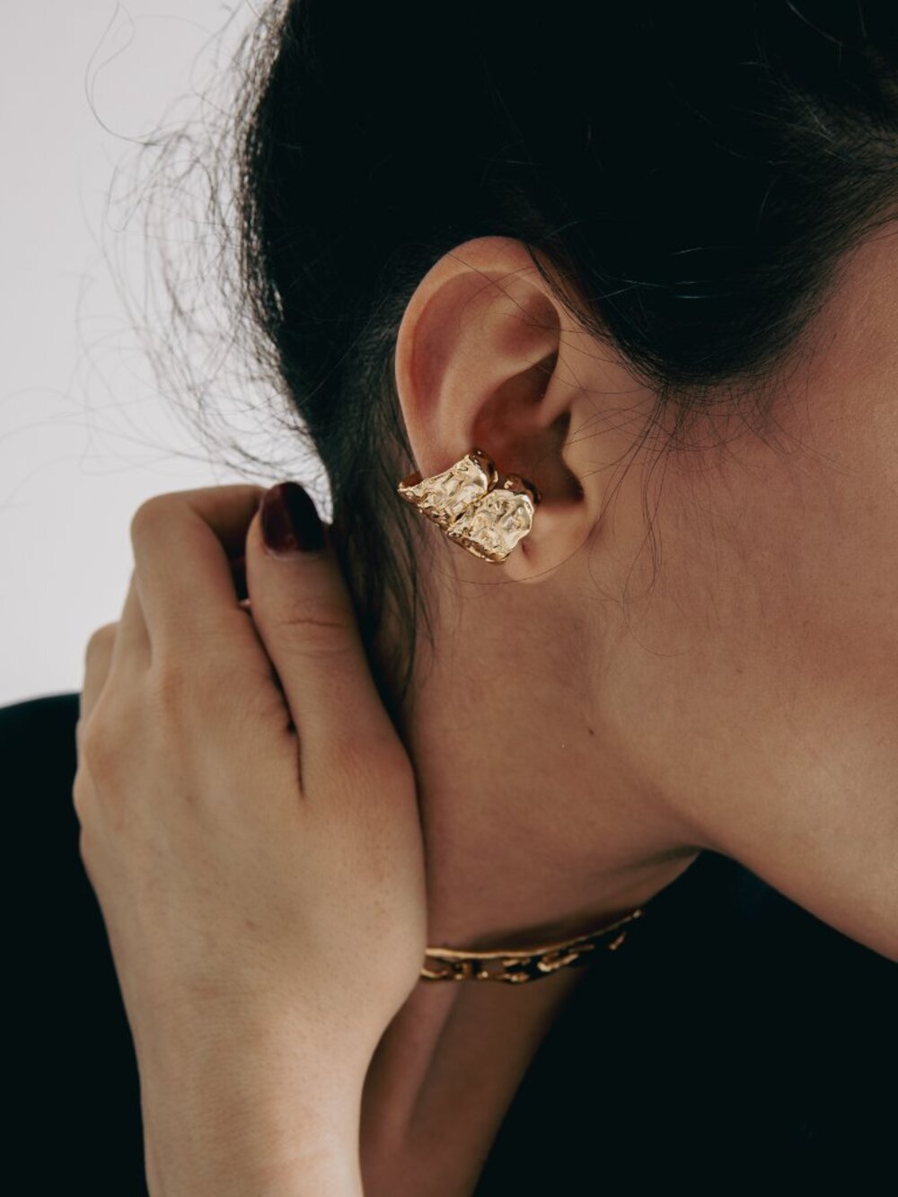 Tide Organic Ear Cuff, Handmade Sculptural Jewelry, Minimalist Ear Wrap